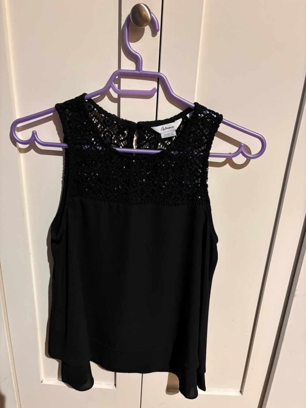 Reitmans Black Crochet Yoke Sleeveless Camisole